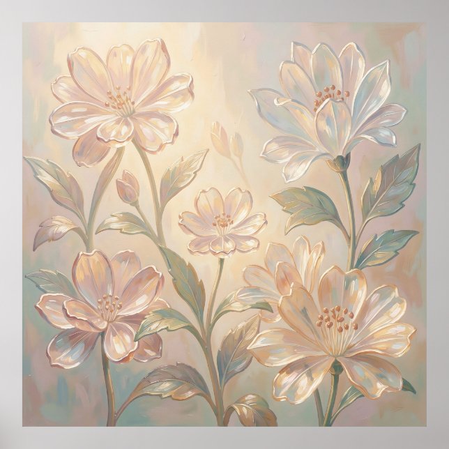 Mjuk pastell blomster blomning målning poster (Framsidan)