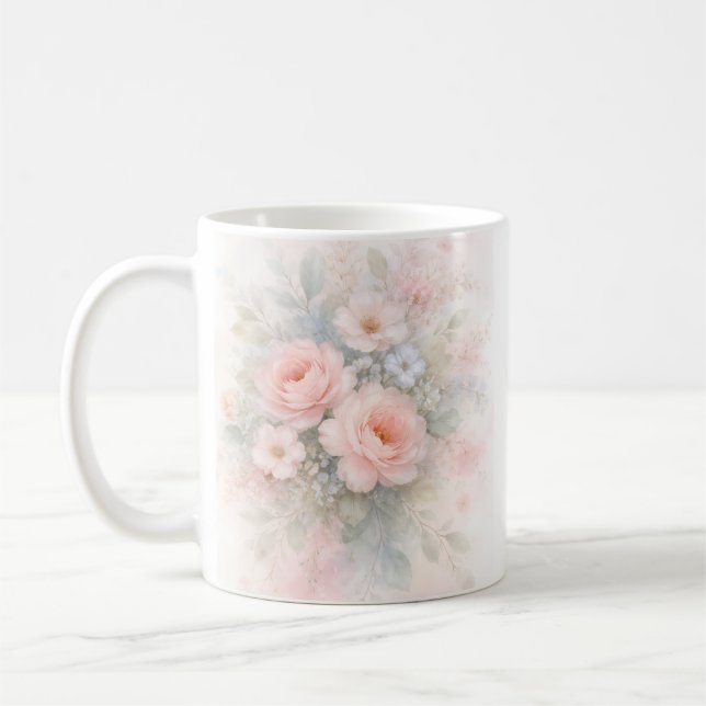 Mjuk Pastell Blomsterbukett Kaffemugg (Vänster)