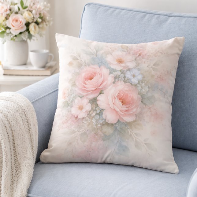Mjuk Pastell Blomsterbukett Kudde (Skapare uppladdad)