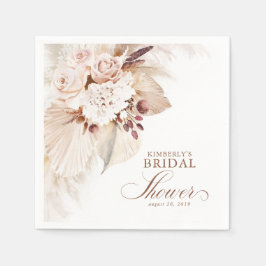 Mjuk pastell blomsterlig pampasgräs bröllopsfest pappersservett