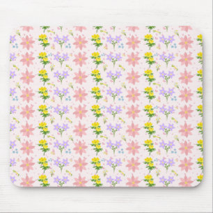 Mjuk Pastell Färg Blomster Botaniskt Mönster Musma Musmatta