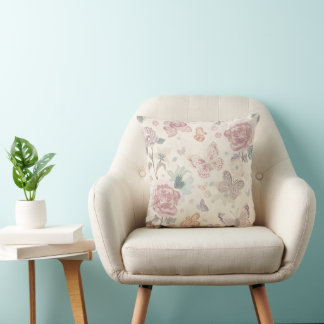 “Mjuk Pastell Fjäril Blommig Kudd” Kastkudde Kudde