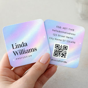 Mjuk Pastell Iridescent Minimalist Namndesign Fyrkantigt Visitkort