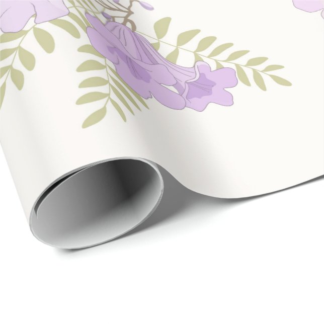 Mjuk Pastell Lila Jacaranda Blommar Presentpapper (Rullad Hörn)