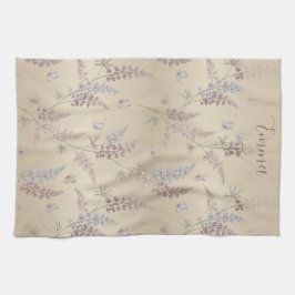 Mjuk Pastell Lupin & Fjärilsängmönster Kökshandduk