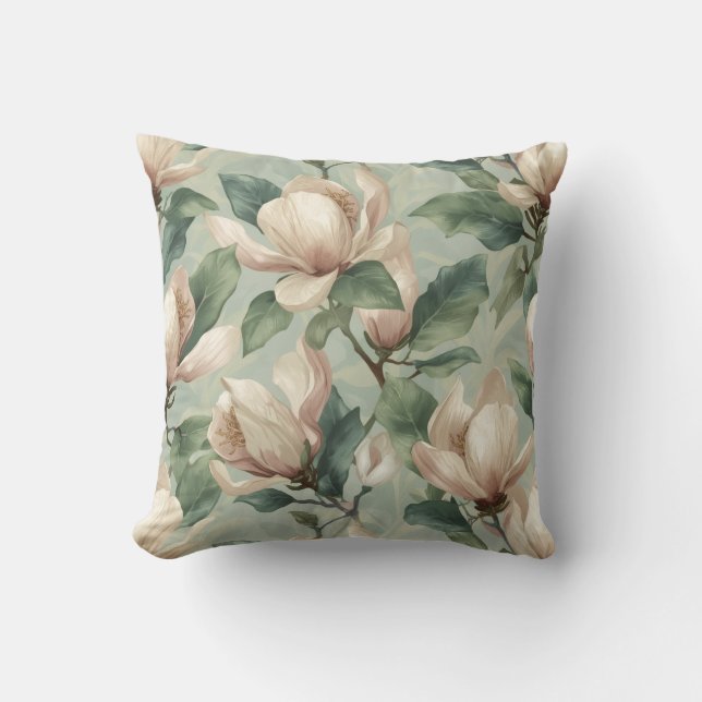 Mjuk Pastell Magnolia Blommig Design Kudde (Framsida)