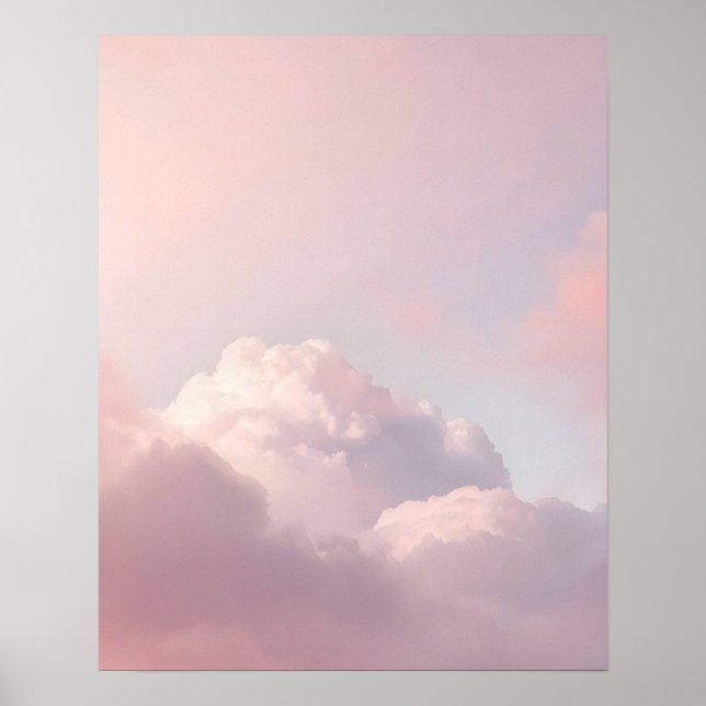 Mjuk pastell molnig himmel konsttryck poster (Framsidan)