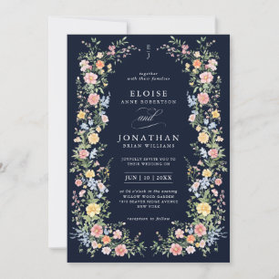 Mjuk Pastell Ornamentalt Vårblommigt QR-kod Bröllo Inbjudningar