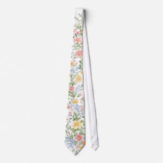 Mjuk Pastell Ornamentalt Vårblommigt Trädgårdsbröl Slips