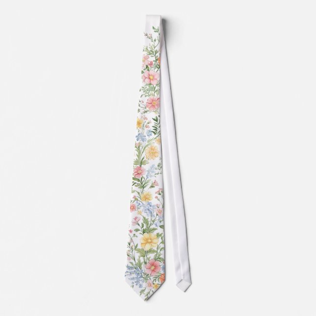 Mjuk Pastell Ornamentalt Vårblommigt Trädgårdsbröl Slips (Framsida)