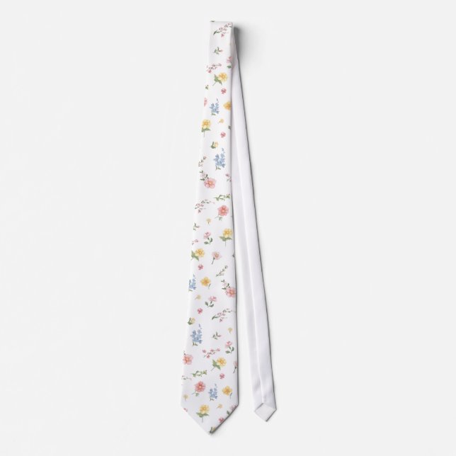 Mjuk Pastell Ornamentalt Vårblommigt Trädgårdsbröl Slips (Framsida)