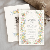 Mjuk Pastell Ornamenterad Vårblomma QR-kod Bröllop