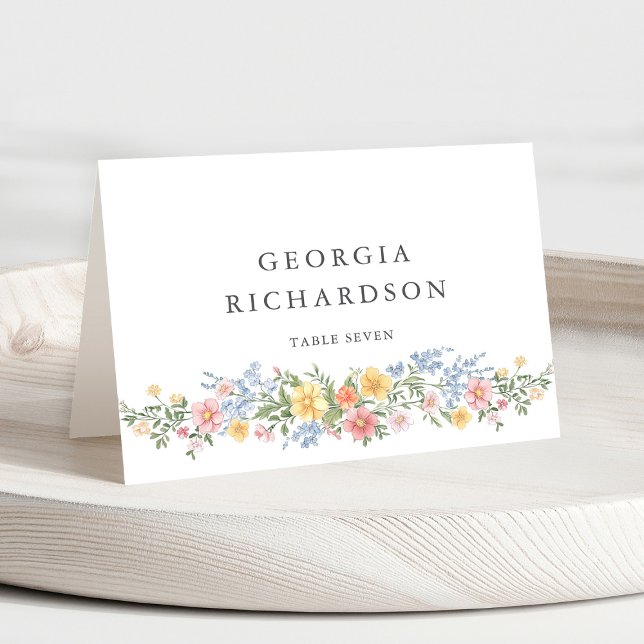Mjuk Pastell Ornamentisk Vår Gästanvisning Bordsnummer (Soft Pastel Ornate Spring Garden Floral Place Card with guest name.)