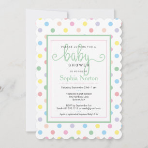 Mjuk Pastell Prickar Baby Shower Inbjudan
