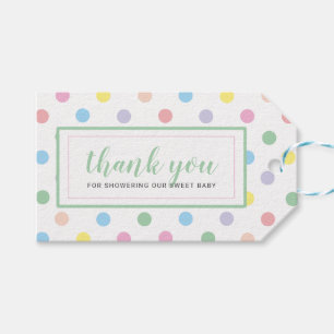 Mjuk Pastell Prickar Baby Shower Tacksamhetskort Presentetikett