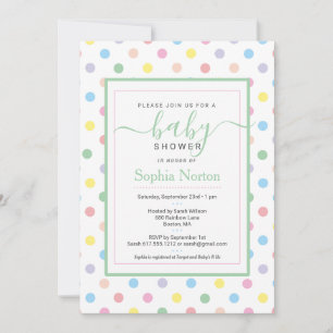 Mjuk Pastell Prickig Baby Shower Inbjudan