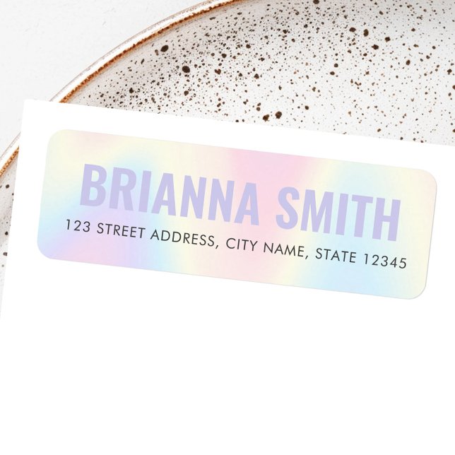 Mjuk pastell regnbåge trendig modern returadress etikett (Soft pastel rainbow trendy modern return address label)