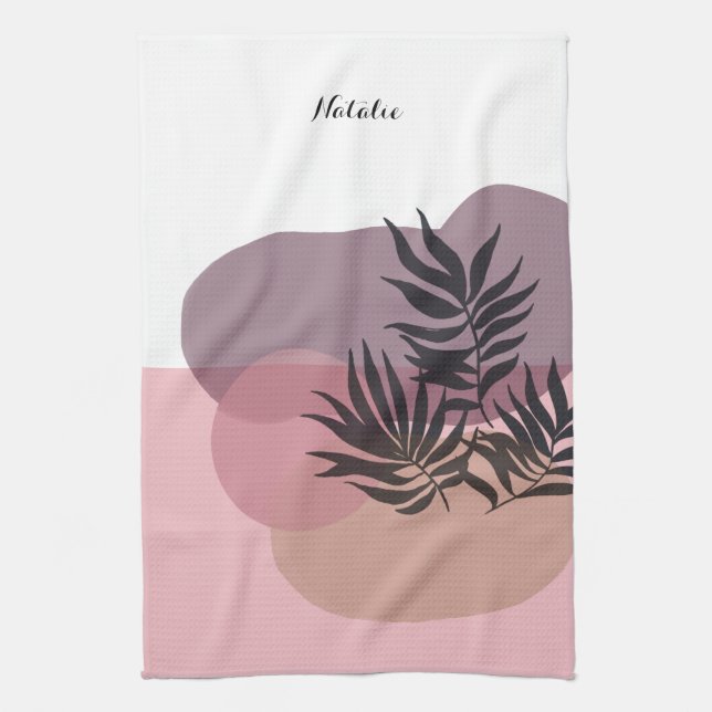 Mjuk Pastell Rosa Abstrakt Tropisk Kökshandduk (Vertikal)
