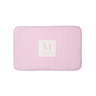 Mjuk Pastell Rosa Baby Rosa och Vit Rutig Badrumsmatta