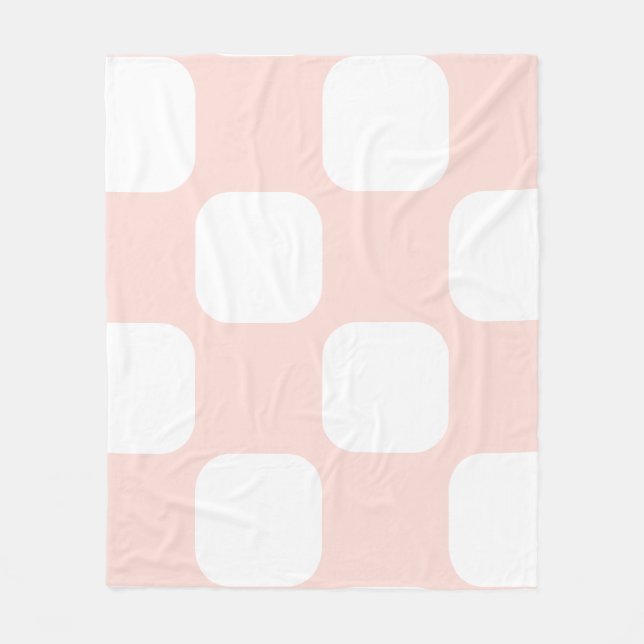 Mjuk Pastell Rosa & Vit Squircle Mönster Design Fleecefilt (Framsidan)