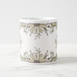 Mjuk Pastell Solros & Vildblomma Konst Kaffe Kopp Jumbo Mugg