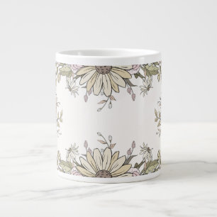 Mjuk Pastell Solros & Vildblomma Konst Kaffe Kopp Jumbo Mugg
