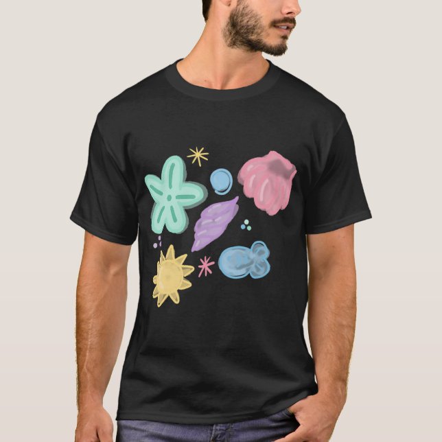 Mjuk Pastell Strandskal Illustration T Shirt (Framsida)