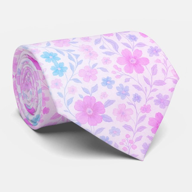 Mjuk Pastell Vårblomning  Slips (Rullad)