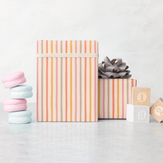 Mjuk Pastell Vertikala Ränder Elegant Gåva Presentpapper (Baby Shower)