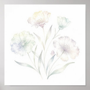 Mjuk Pastell Vilda Blommor Watercolor Elegans Poster