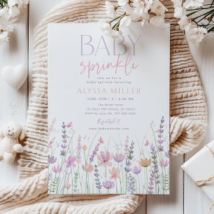 Mjuk Pastell Vildblomma Babyfirande Inbjudningar