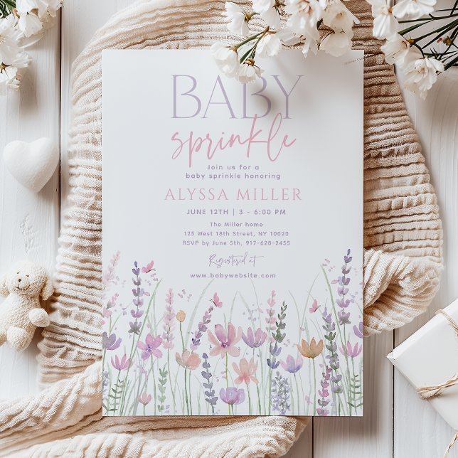 Mjuk Pastell Vildblomma Babyfirande Inbjudningar (Skapare uppladdad)