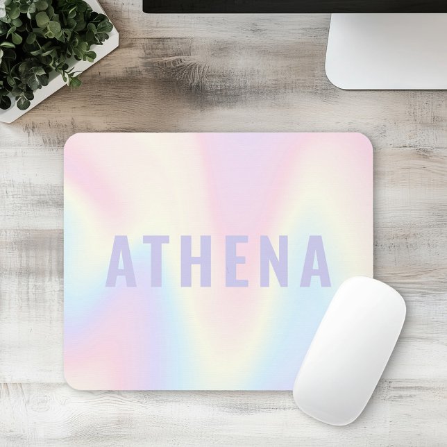 Mjuk pastellartad regnbåge i namn trendig, modernt musmatta (Soft pastel rainbow name trendy modern minimal mouse pad)