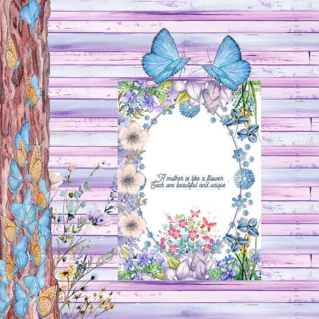 Mjuk pastellblå blommor Blommigt Mors dag Party Inbjudningar (Soft Pastel Blue Blooms Floral Mother's Day Party Invitation)