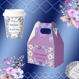 Mjuk pastellblå blommor Lila Lilac Baby Shower Presentaskar
