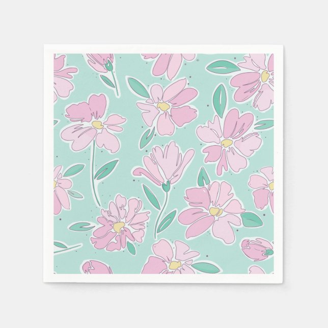Mjuk pastellblommigt pappersservett (Framsidan)
