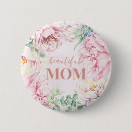 Mjuk pastellBlommigt | Söt Mamma Button Badge Knapp