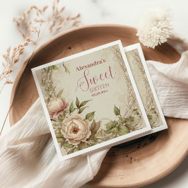 Mjuk pastellBlommigt Vattenfärg Söt 16 Pappersservett