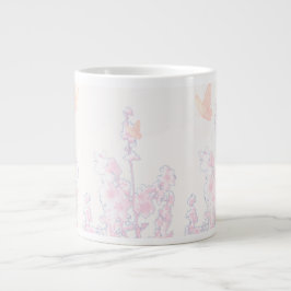 Mjuk pastellfärgad blom- och fjärilsjättekop jumbo mugg