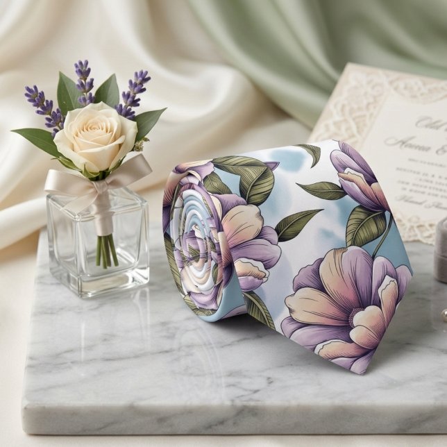 Mjuk pastellfärgad blommönster slips (Skapare uppladdad)