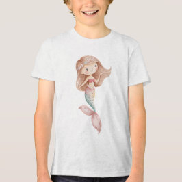 Mjuk pastellfärgad havfrue med blommig hår t shirt