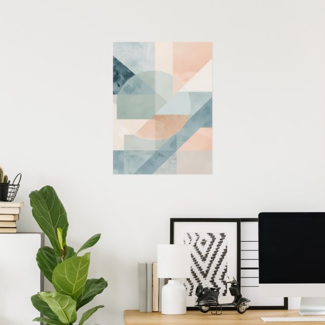 Mjuk pastellgeometri - Abstrakt Modern Art Print Poster (Hemmakontoret)