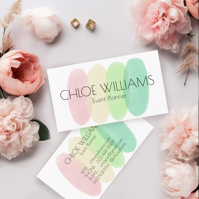 Mjuk pastellmålning, Abstrakt, vattenfärg för pens Visitkort (Soft Pastel Painting Abstract Brushstrokes Watercolor Business Card
)