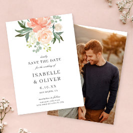 Mjuk pastellrosa akvarell blommande bröllop spara datumet