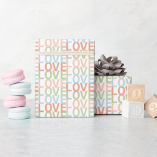 Mjuk pastellRosa, blått och Grönt KÄRLEK Mönster Presentpapper