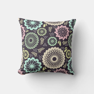 Mjuk pastellrosa och Vintage av tealblommor Botani Kudde