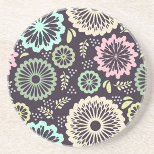 Mjuk pastellrosa och Vintage av tealblommor Botani Underlägg Sandsten
