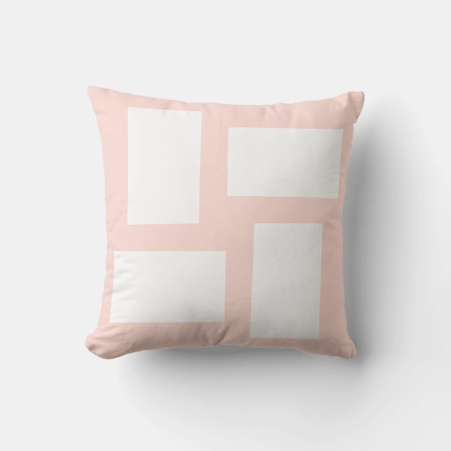 Mjuk pastellrosa och vit abstrakt design kudde (Framsida)
