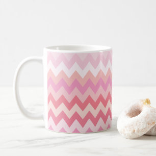 Mjuk pastellstrimmad rosa, färgad zigzag mönster kaffemugg