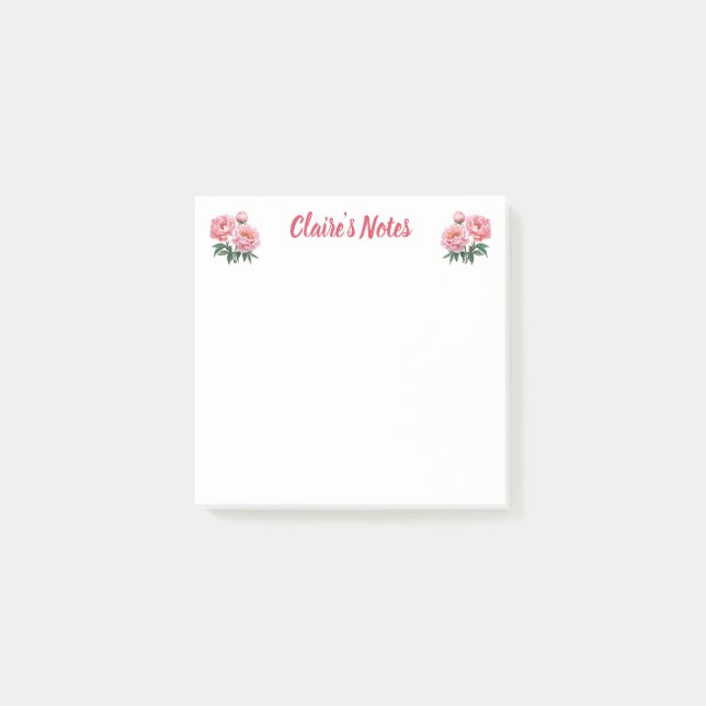 Mjuk Peony Blommig Namn Post-it Block (Framsida)